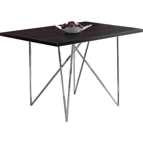 48" Dining Table in Cappuccino & Chrome Metal